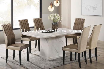 MATTEO RECTANGULAR MARBLE DINING SET 1+6 (9015T&L (3852) +H6034)