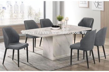 MATTEO RECTANGULAR MARBLE DINING SET 1+6 (9015T&L (3852) +31391)