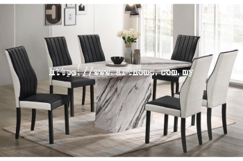 EDITTA RECTANGULAR MARBLE DINING SET 1+6(8516T&L (48-3) +H6033)