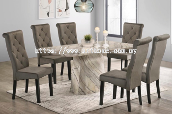 STANSIE RECTANGULAR MARBLE DINING SET 1+6 (8516T&L (33)+H2041)