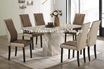 STANSIE RECTANGULAR MARBLE DINING SET 1+6 (8516T&L (33) +H6034)