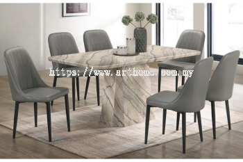 STANSIE RECTANGULAR MARBLE DINING SET 1+6 (8516T&L (33) +10191)