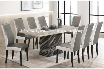 GABBY RECTANGULAR MARBLE DINING SET 1+8 (9018M (674-1)+H6035)