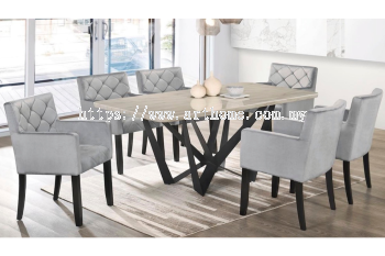 GIOLISTIC RECTANGULAR MARBLE DINING SET 1+6 S81501)