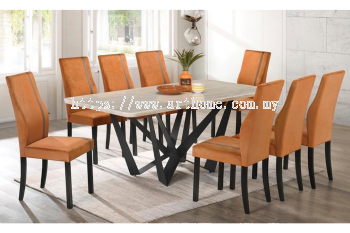 GIOLISTIC RECTANGULAR MARBLE DINING SET 1+8 (H6038)