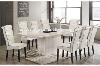 OTTAVIA RECTANGULAR MARBLE DINING SET 1+8 (1020T&L (3817-3) + H2036)