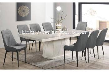 AIMEE RECTANGULAR MARBLE DINING SET 1+8 (1021T&L(3893) + C608)