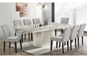 AIMEE RECTANGULAR MARBLE DINING SET 1+8 (1021T&L (3893) + S828)