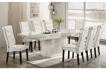 AIMEE RECTANGULAR MARBLE DINING SET 1+8 (1021T&L(3893) + H2036)