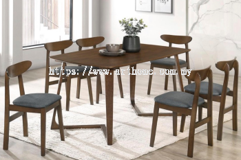 WOODEN DINING SET 1+6 (LUIS B + BOSCO B)