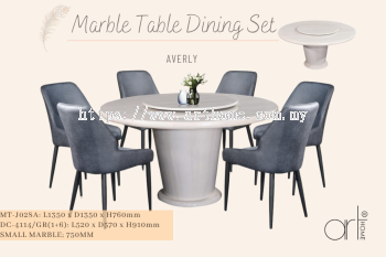 AVERLY MARBLE DINING SET 1+6 (MT-J028A +DC-4114[GREY]) 