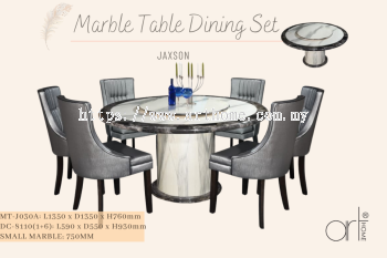 JAXSON MARBLE DINING SET 1+6 (MT-J030A +DC-8110)
