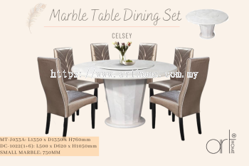 CELSEY MARBLE DINING SET 1+6 (MT-J033A +DC-1022)