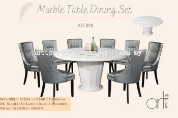 KELWIN MARBLE DINING SET 1+8 (MT-J033B +DC-8110)