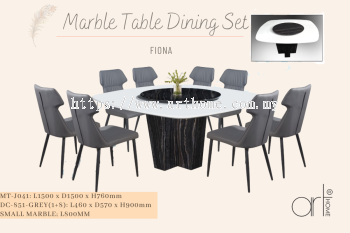FIONA MARBLE DINING SET 1+8 (MT-J041 +DC-851[GREY])