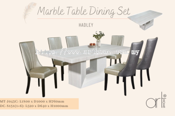 HADLEY MARBLE DINING SET 1+6 (MT-J043C +DC-8131)