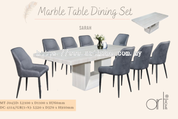 SARAH MARBLE DINING SET 1+8 (MT-J043D +DC-8131[GREY])