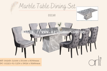 OSCAR MARBLE DINING SET 1+8 (MT-J050D +DC-1155)