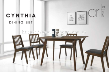 Cynthia 1+4 Dining Set T:12758HLV32-Walnut C:1907-Black-Walnut