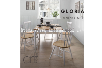 Gloria 1+6 Dining Set T:3014(150X90)-Natural+White + C:6000-Natural+White
