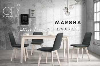 Marsha 1+4 Dining Set T:3008(130X80)-White Wash + C:1511-Black-White