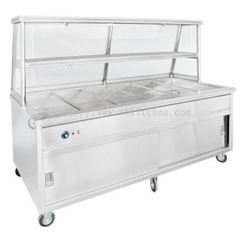 Stainless Steel Mamak Ban Marie with Glass Overshelf