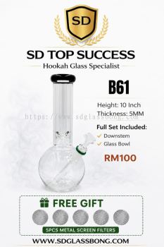 SHISHA BONG/GLASS BONG/WATER PIPE/HOOKAH BONG B61 (TRANSPARENT) (FREE GIFT)