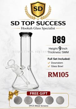 SHISHA BONG/GLASS BONG/WATER PIPE/MINI BONG/HOOKAH BONG/GLASS PIPE (FULL SET INCLUDED DOWNSTEM & GLASS BOWL) B89 (BLACK)