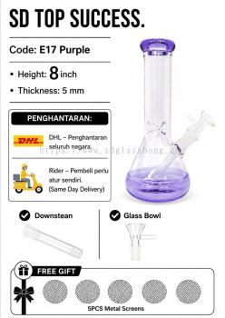 SHISHA BONG/GLASS BONG/WATER PIPE/HOOKAH BONG E17 PURPLE (Complete Set)