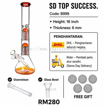 SHISHA BONG/GLASS BONG/WATER PIPE/MINI BONG/HOOKAH BONG/GLASS PIPE (FULL SET INCLUDED DOWNSTEM & GLASS BOWL) B999 (YELLOW)
