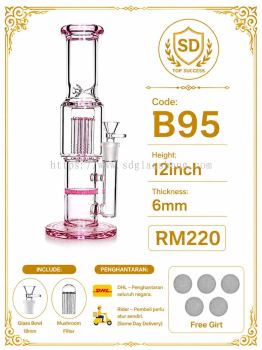 SHISHA BONG/GLASS BONG/WATER PIPE/MINI BONG/HOOKAH BONG/GLASS PIPE (FULL SET INCLUDED DOWNSTEM & GLASS BOWL) B95 (PINK) 