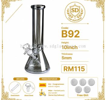 SHISHA BONG/GLASS BONG/WATER PIPE/MINI BONG/HOOKAH BONG/GLASS PIPE (FULL SET INCLUDED DOWNSTEM & GLASS BOWL) B92 (GREY) 