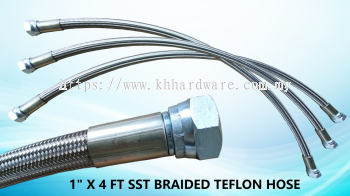 1" X 4 FT SST BRAIDED TEFLON HOSE