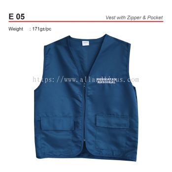 E 05 Vest with Zipper & Pocket