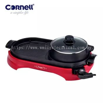 Cornell 2-In-1 Grill Pan With Steamboat(Table Top Grill, Non Stick Pan, Pan Grill, Stimbot, Panggang BBQ,) CCG-EL68N