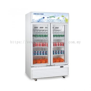 Hesstar 880L 2 Self-closing Doors with Tempered Glass No Frost Design Drink Showcase Vertical LED Light HDS-D883L