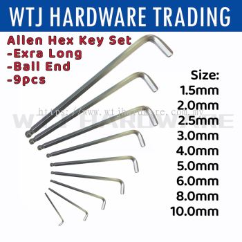 High Quality JETECH 9pcs Durable Wrench Ball Point Allen Hex Key Set (Extra Long)- MM SIZE