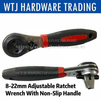 8-22mm Adjustable Ratchet Wrench with Non-Slip Handle