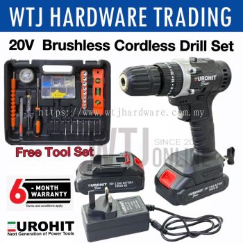 EUROHIT 20V Brushless Cordless Drill Set EUB20-BCDS (with free tools)