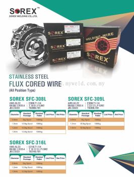 SOREX STAINLESS FLUX CORED WIRE 308L , 309L, 316L 