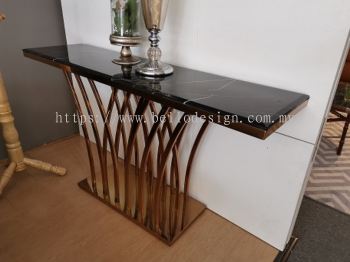 Rose Gold With Marble Top Console Table