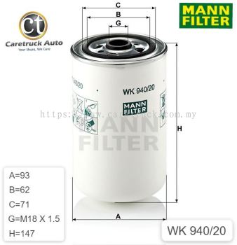 RENAULT FUEL FILTER, WK 940/20