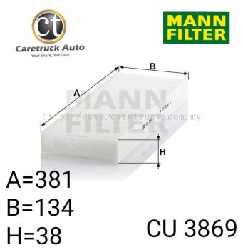 MERCEDES ACTROS CABIN AIR FILTER , CU 3869