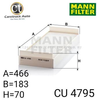 MAN TGA, TGS CABIN AIR FILTER, CU 4795