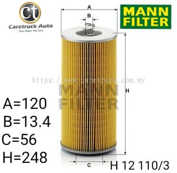 MAN ENGINE D25, D28 SERIES OIL FILTER, LF3598, H 12 110/3