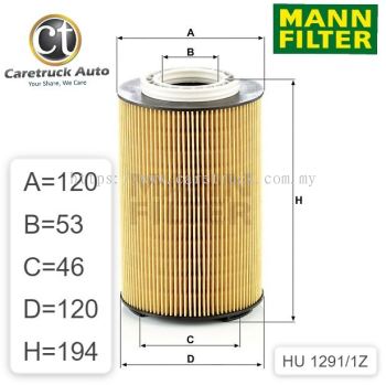 MAN TGM, TGX, TGS OIL FILTER, HU 1291/1 z