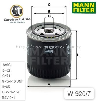 SCANIA 113 OIL FILTER, W 920/7