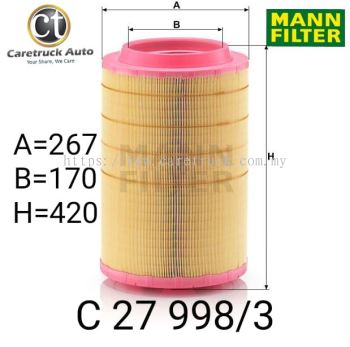 MANN-FILTER DAF CF75 ( SHORT )/ EURO 6 AIR FILTER, C 27 998/3