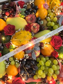 Premium XL size Fruits & Flowers Box  - Romance Aurora Fruit Supply Sdn Bhd
