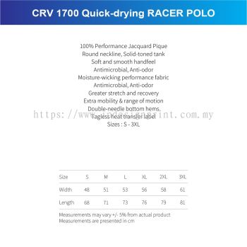 CRV 1700 Quick-drying RACER POLO